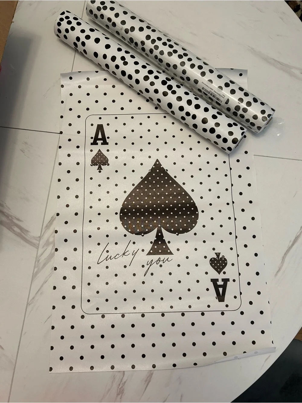 Lucky You Ace of Spades Polka Dot wall Art - and 2 rolls of peel and stick wall
